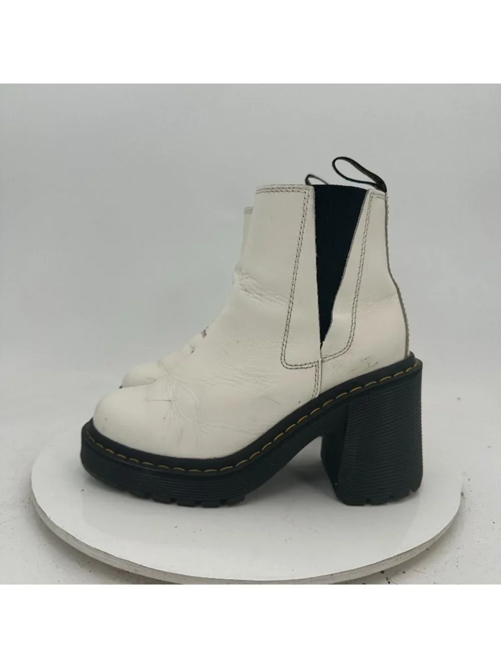 Dr. Martens Spence Women Size 5 White Leather Side Elastic Pump Chelsea Boot